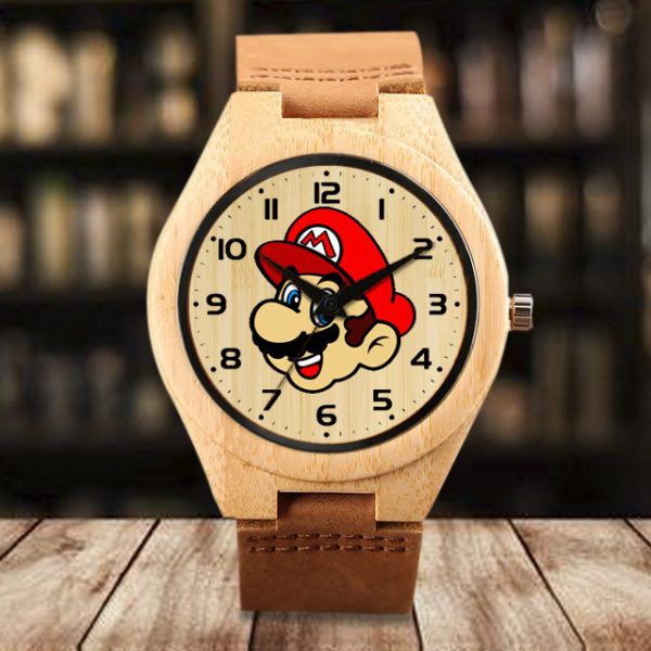 Reloj Bambú y piel Mario Bros